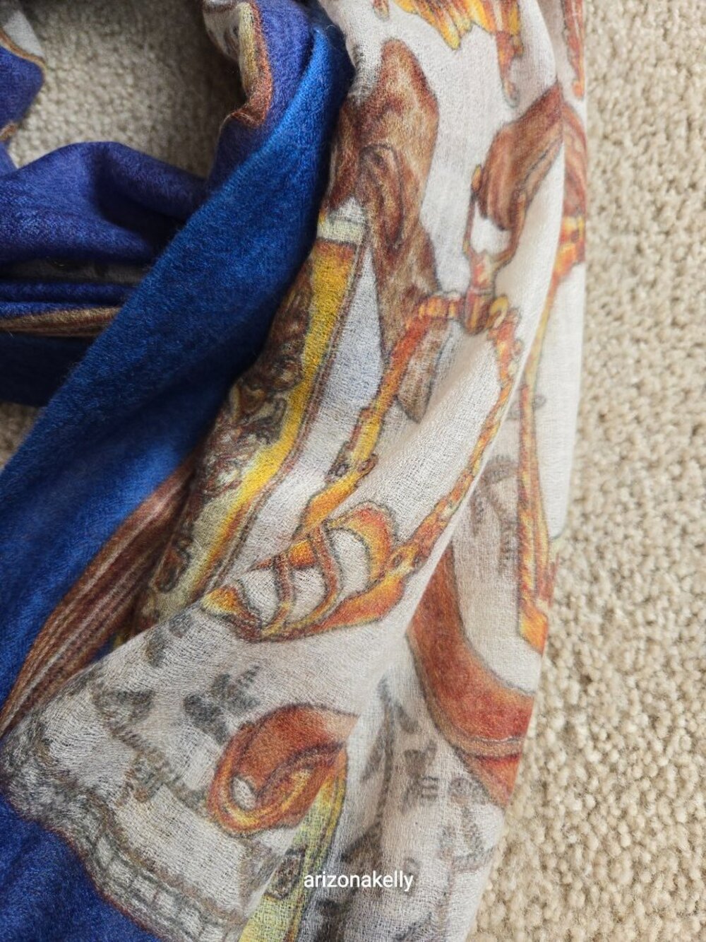 NWOT Cashmere Cinta Scarf Equestrian Design - Picture 7 of 12